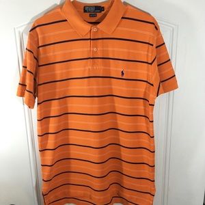 🍁Polo by Ralph Lauren orange striped polo
